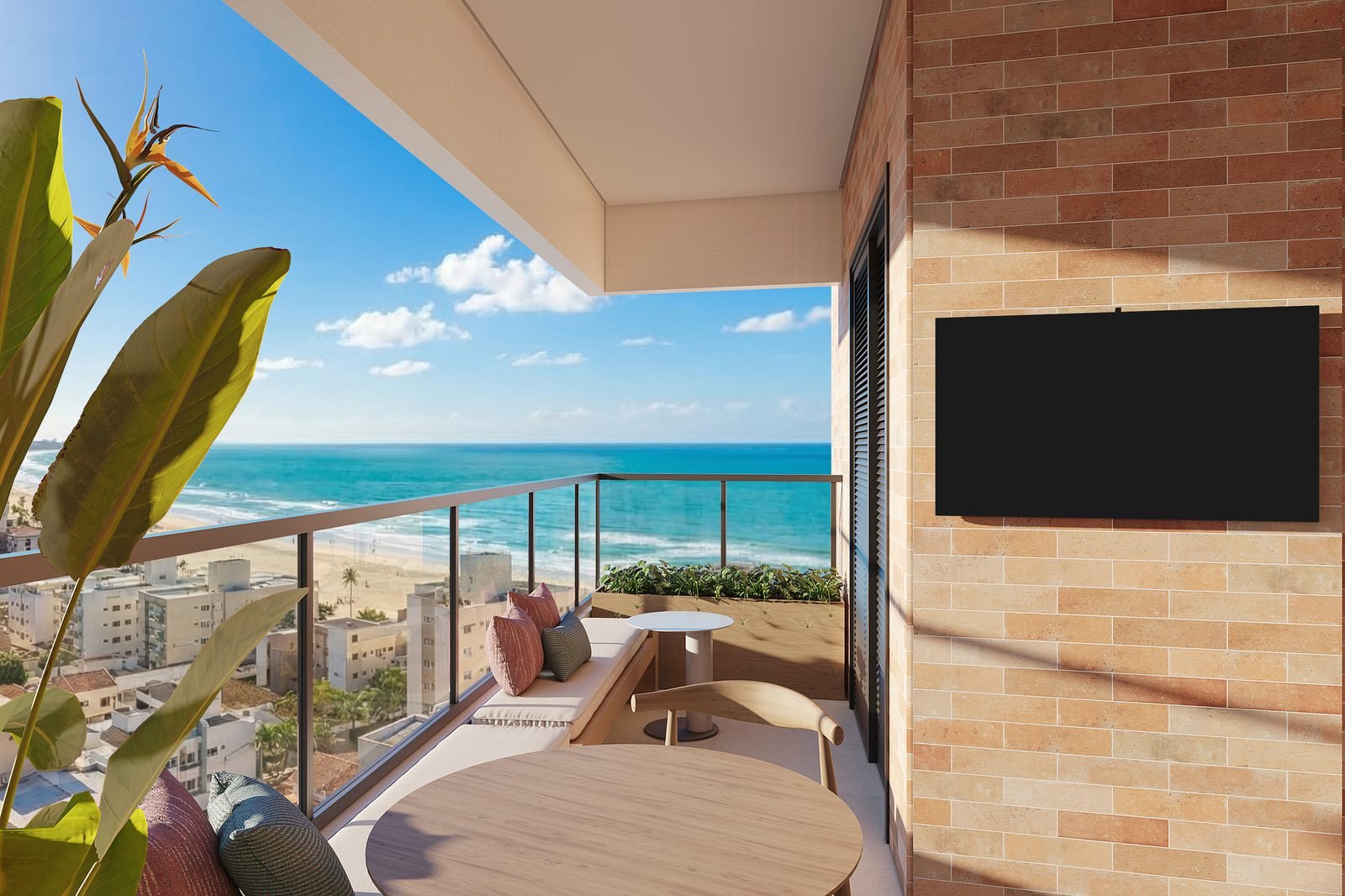 Varanda gourmet com vista mar